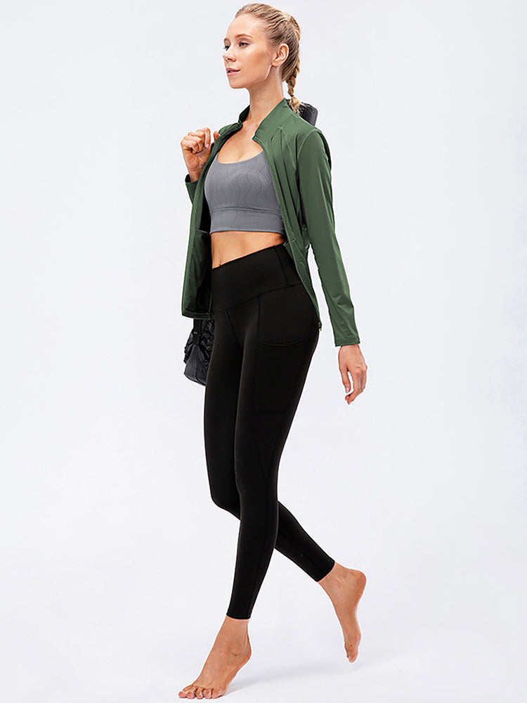 Zip Closure Athletic Slim Quick Dry Running Tops