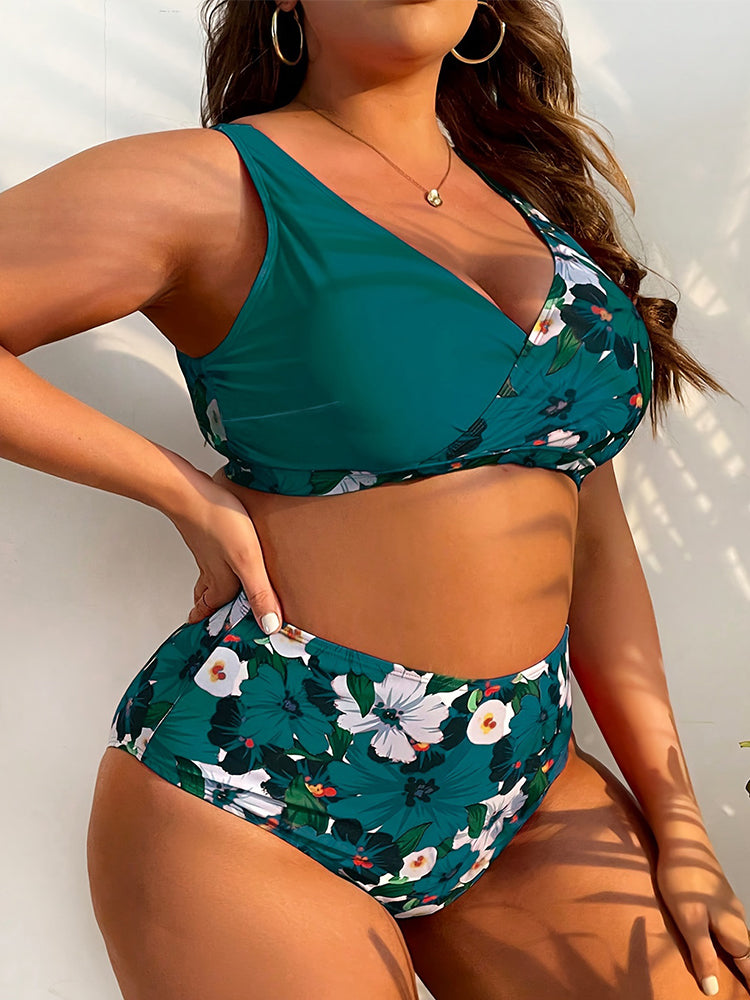 Sexy Floral Print Bikini Set - 2-Piece Open Back Swimsuit