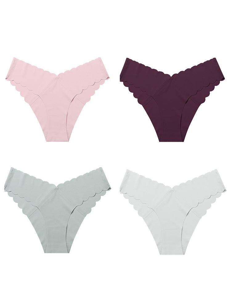 4-Pack Women's Seamless Scallop Edge Thong