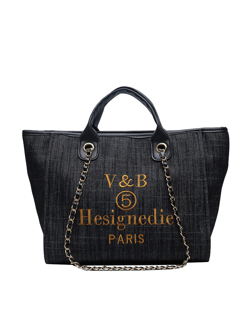 Trendy Denim Large-Capacity Tote Bag