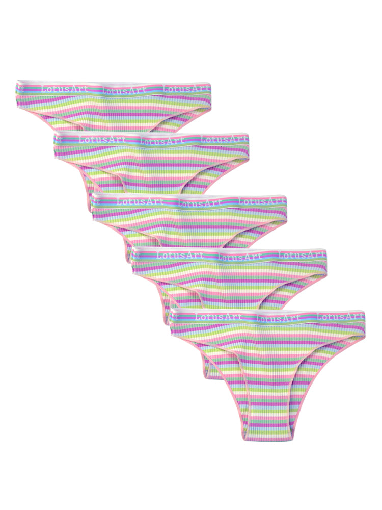 Colorful Striped Ribbed Cotton Briefs&nbsp;