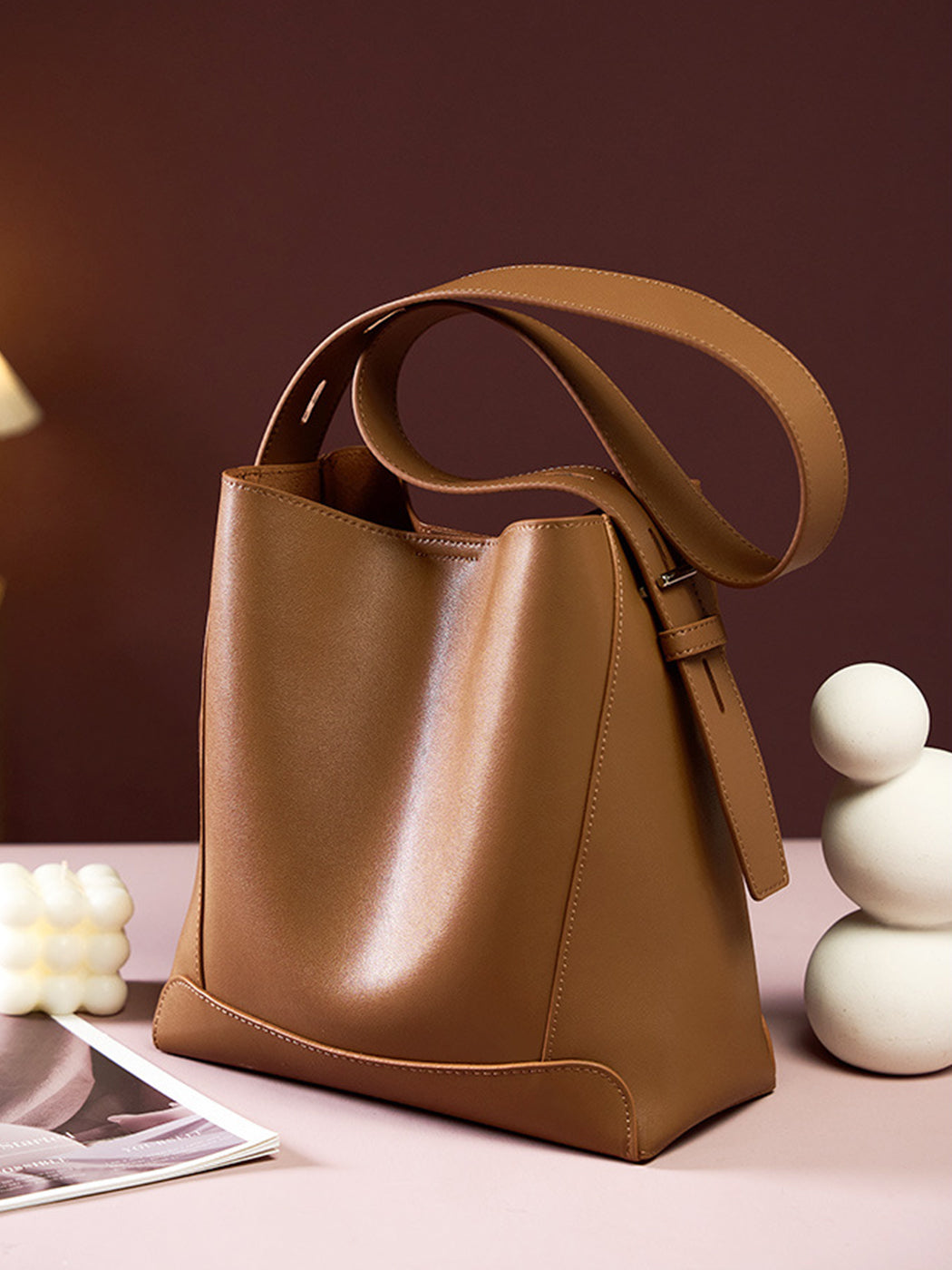 Women's Premium Genuine Leather Bucket Bag
