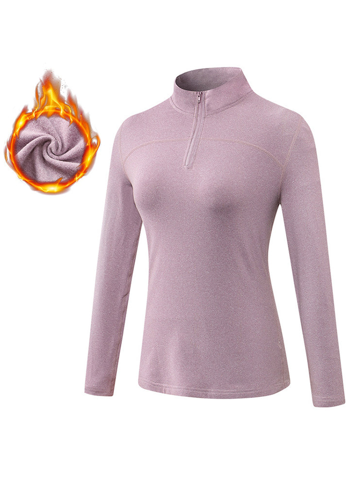 Women's Winter Long Sleeve Fleece Fitness Sports Thermal Tops