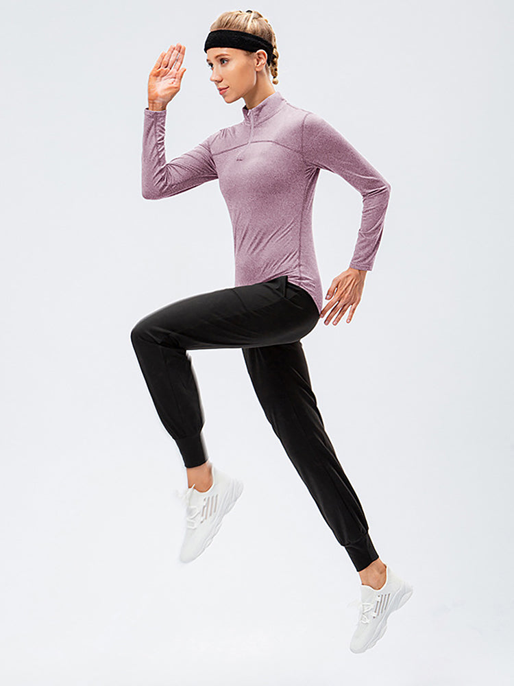 Women's Winter Long Sleeve Fleece Fitness Sports Thermal Tops