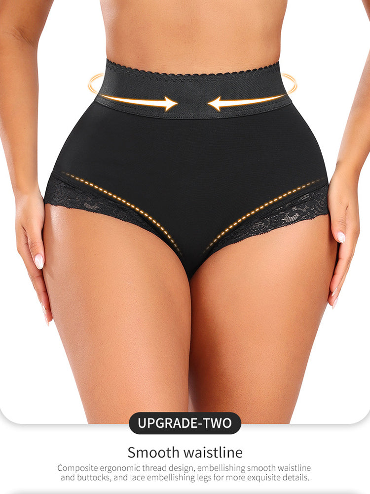 Lace Trim High-Waisted Sculpting Shorts