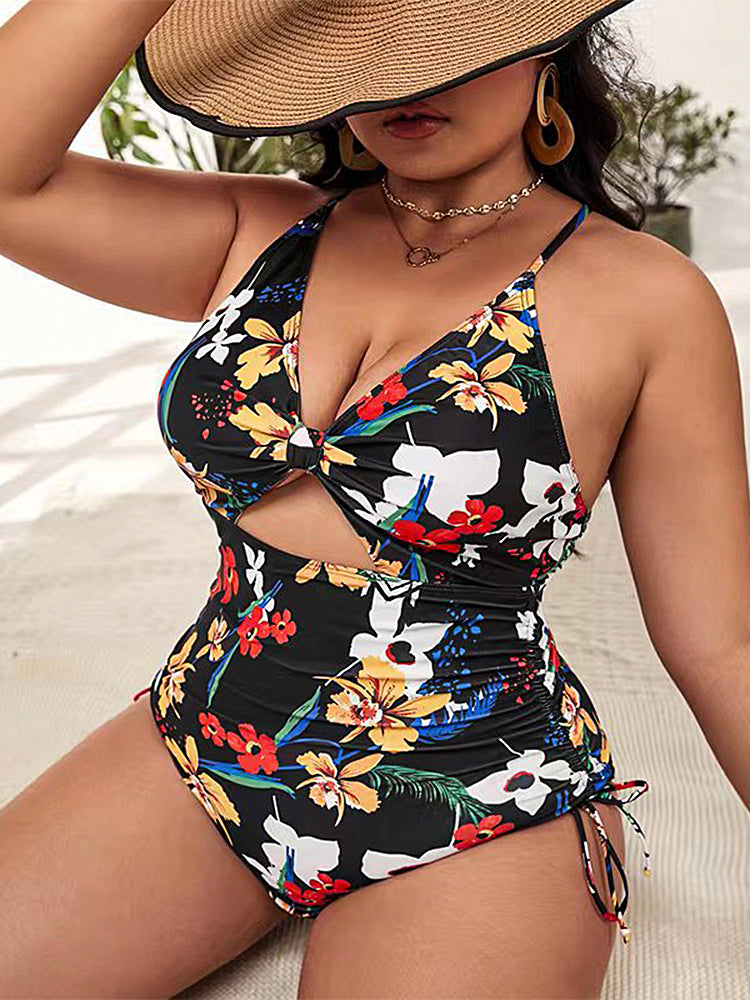 Women's Plus Size Sexy Floral Print One-Piece Swimsuit