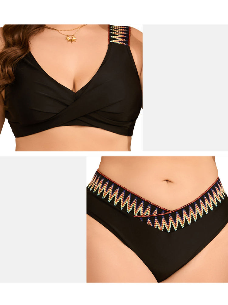 Women's Plus Size Crisscross Bust Bikini Set