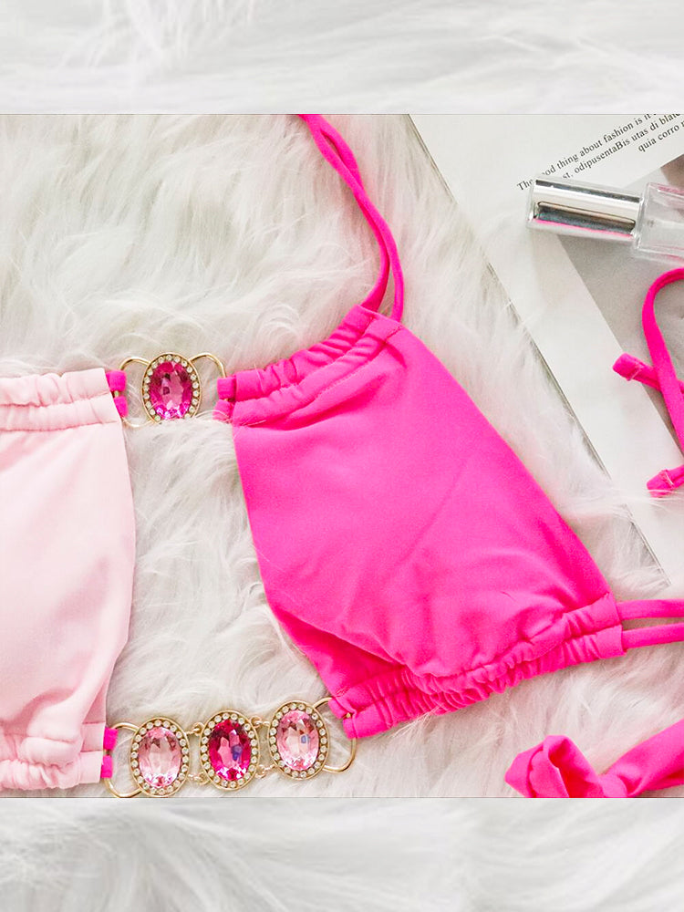 Women's Sexy Crisscross Patchwork Bikini Set