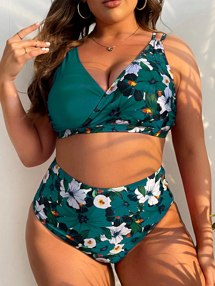 Sexy Floral Print Bikini Set - 2-Piece Open Back Swimsuit