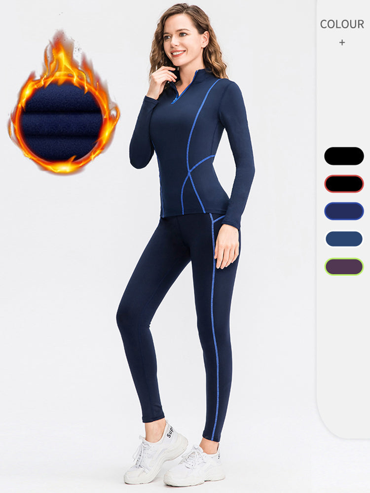 Women's Fleece High Elastic Sports Thermal Sets