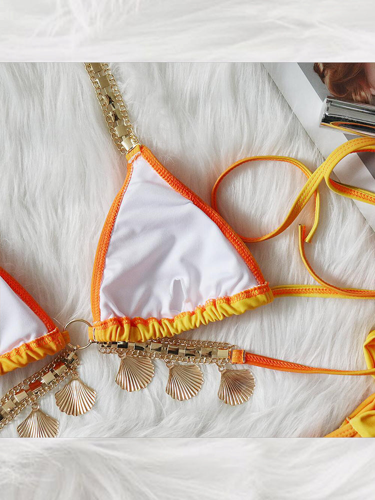 Women's Sexy Crisscross Bikini Set with Ombre Print