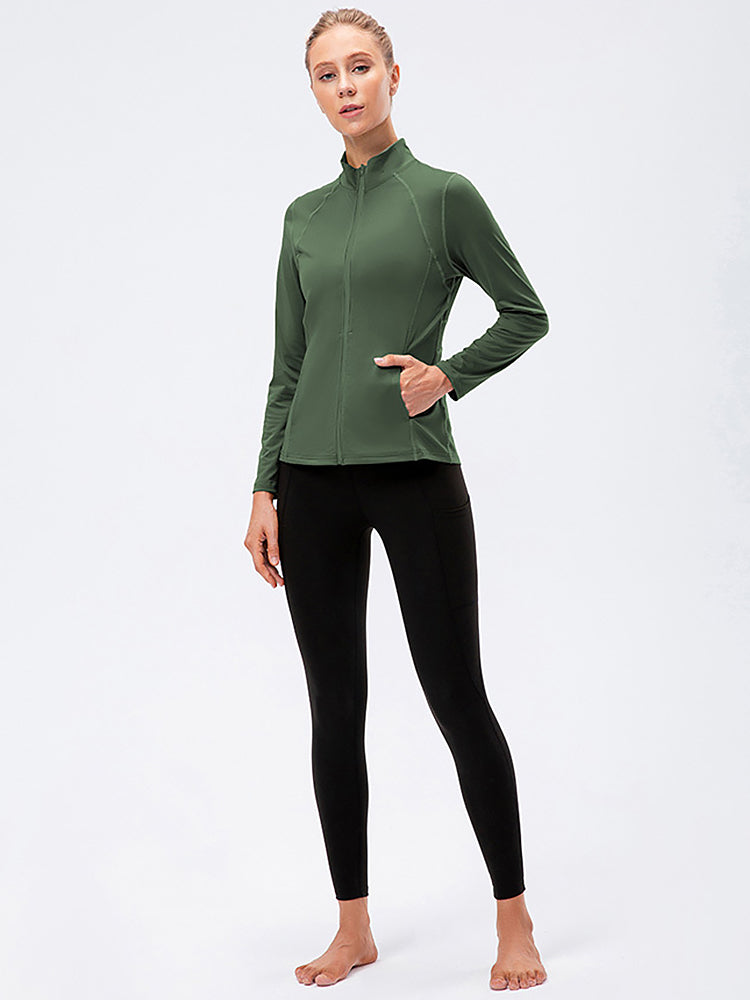 Zip Closure Athletic Slim Quick Dry Running Tops