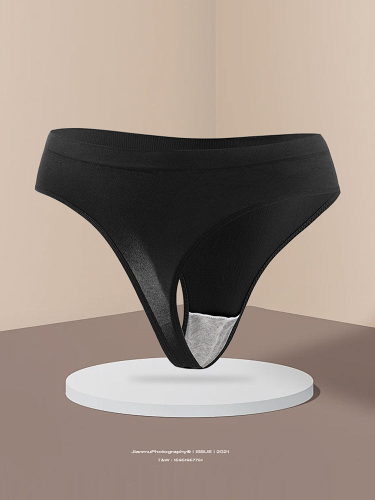 Sexy Solid Color Plus Size Sports T-back Briefs