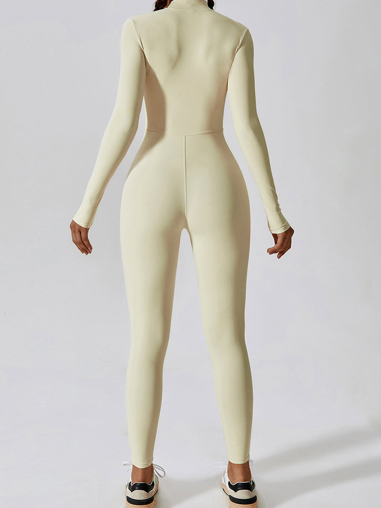 Full-Length Long Sleeve Zip-Up Sport Bodysuit for Women