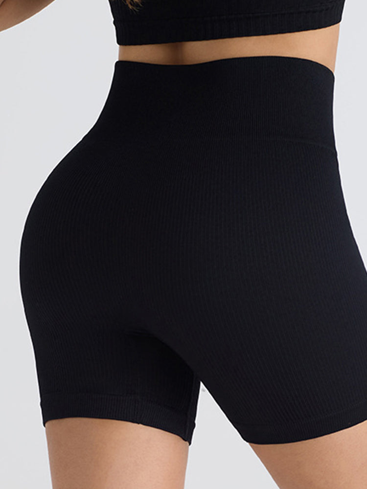 Seamless Ribbed Butt-Lift Biker Yoga Shorts
