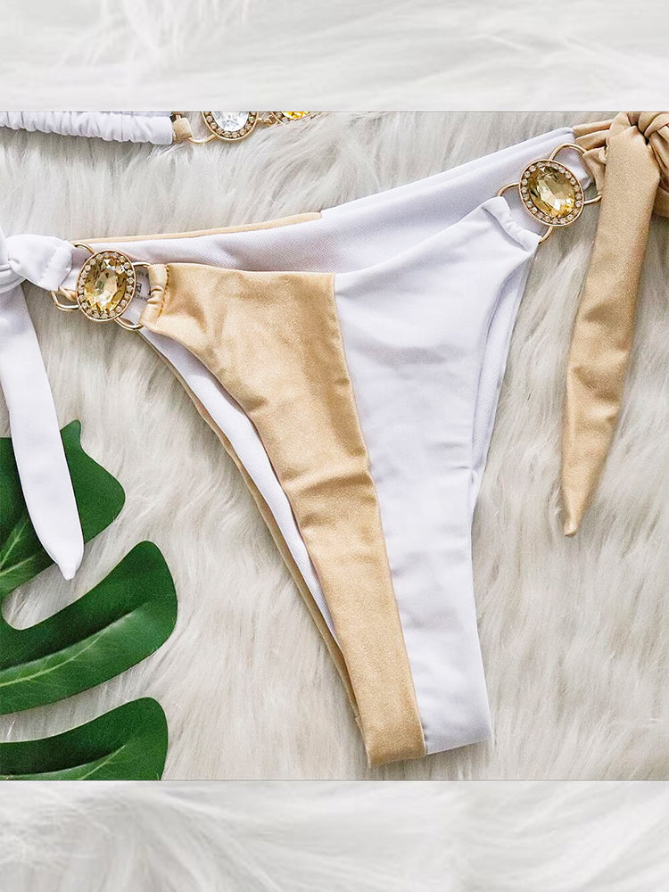 Women's Sexy Crisscross Patchwork Bikini Set
