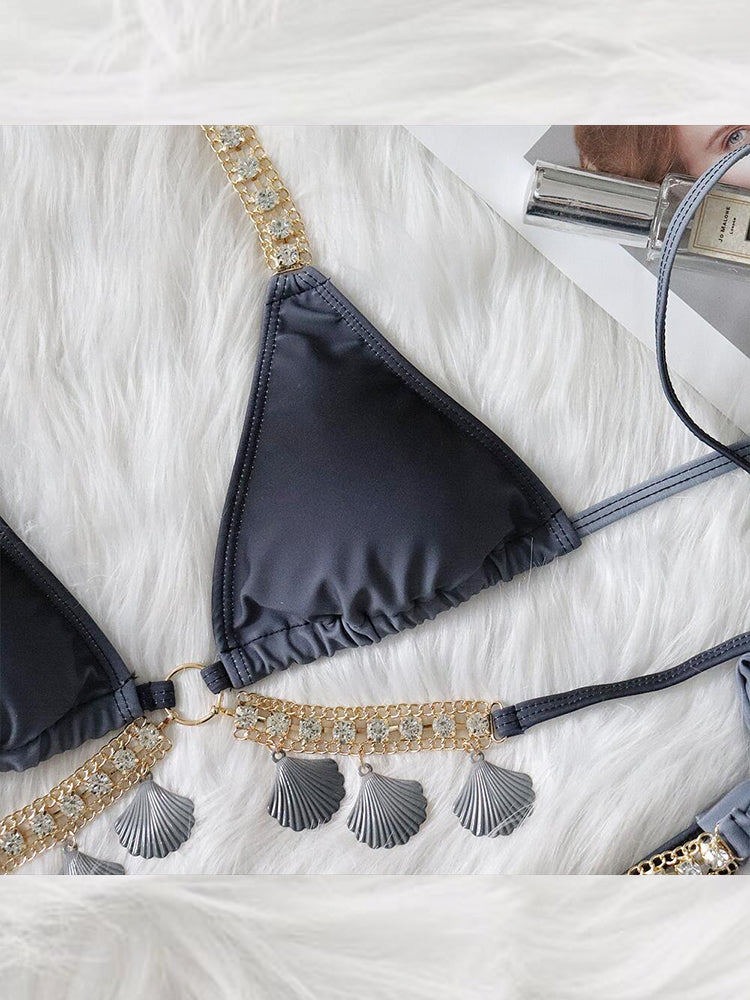 Women's Sexy Crisscross Bikini Set with Ombre Print