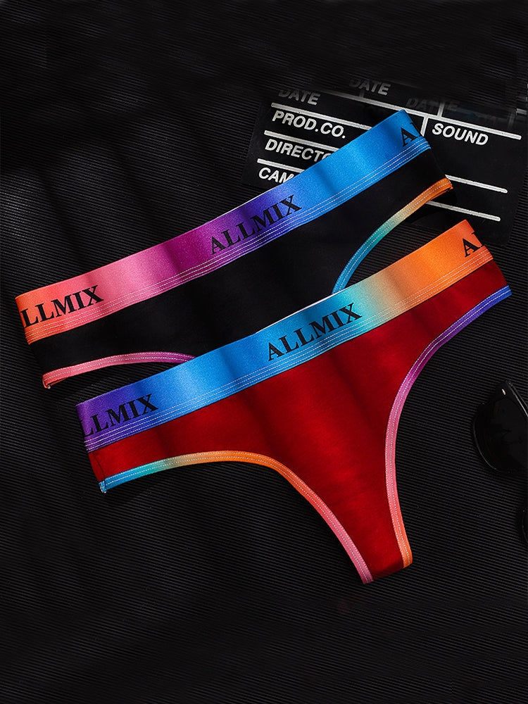 Women's Gradient Rainbow Seamless Low-Rise Thong