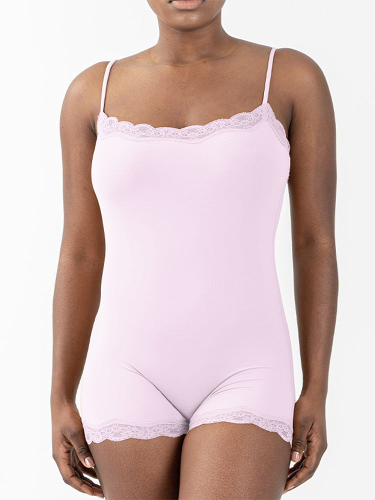 Lace Strap Bodysuit - Full-Coverage Yoga Sportswear