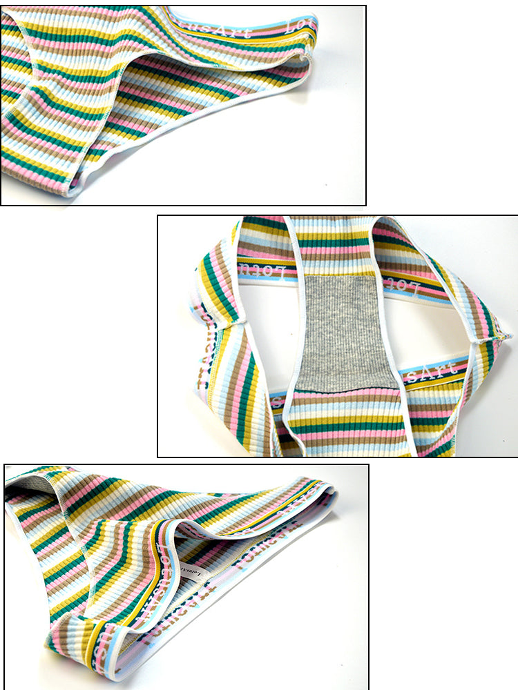 Colorful Striped Ribbed Cotton Briefs&nbsp;