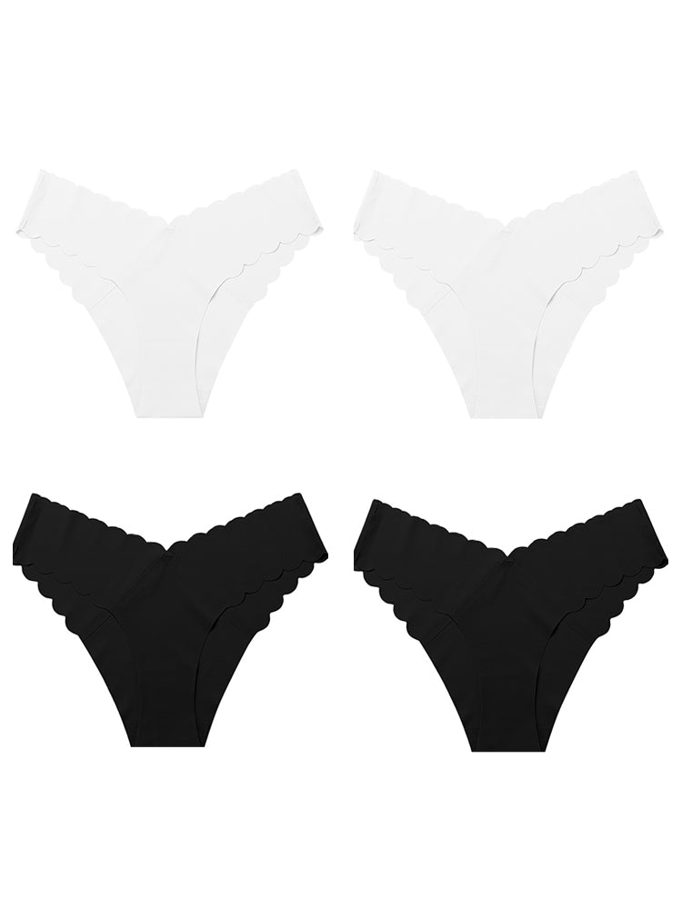 4-Pack Women's Seamless Scallop Edge Thong