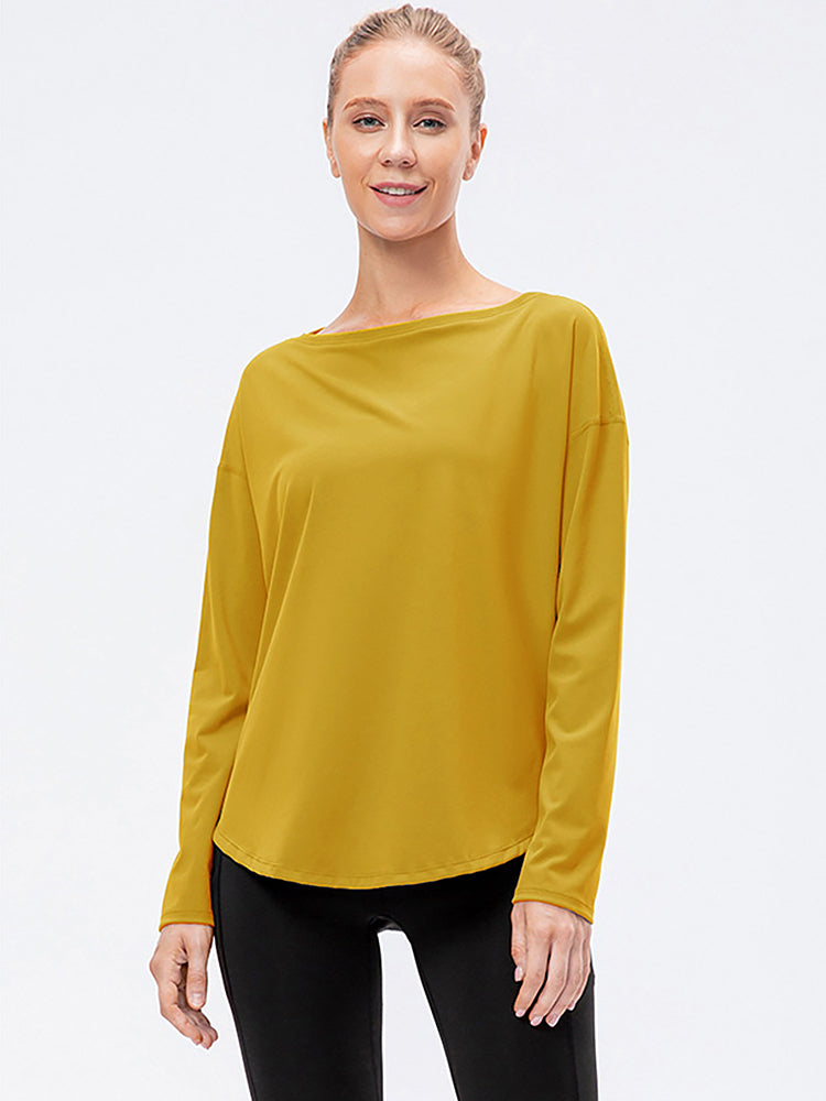 Off-Neck Relaxed Yoga Sports Top