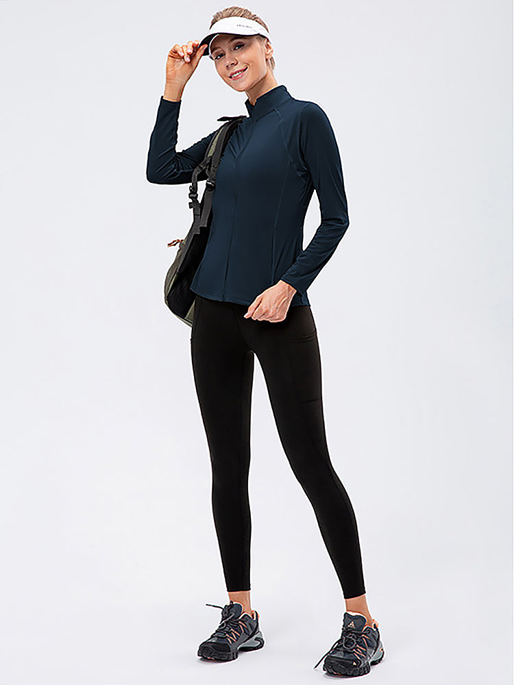 Zip Closure Athletic Slim Quick Dry Running Tops