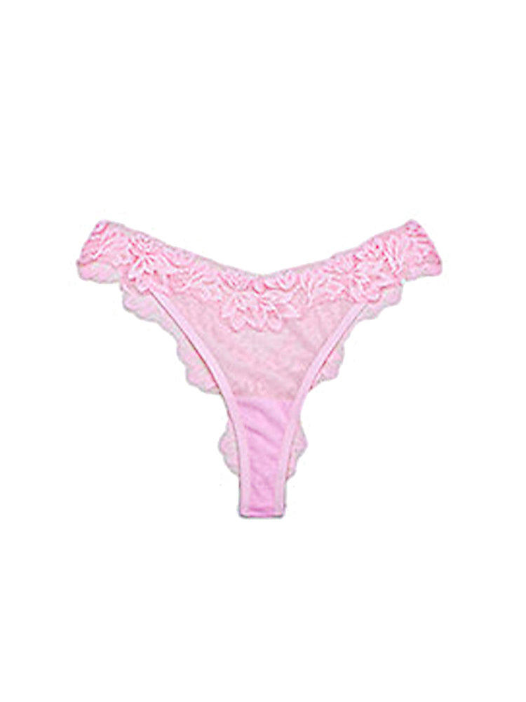 Elegant Sexy Low-Rise Lace Trim Thong