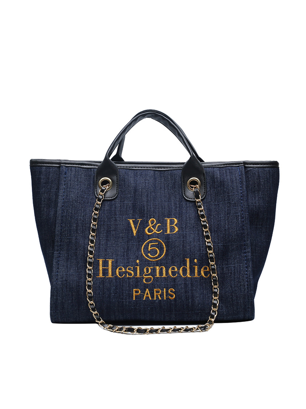 Trendy Denim Large-Capacity Tote Bag