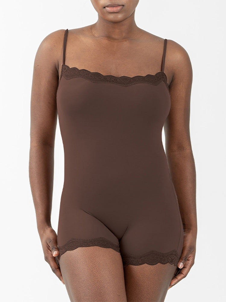 Lace Strap Bodysuit - Full-Coverage Yoga Sportswear