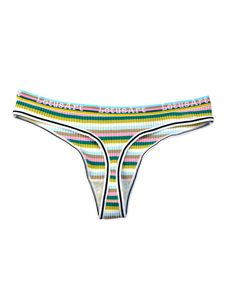 Women's Colorful Striped Thread Thong