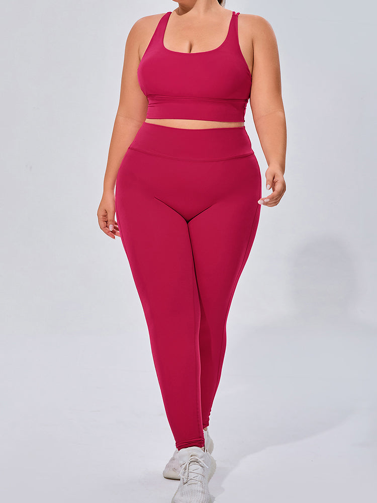Seamless High Elastic Breathable Sports Bra and Leggings Two-Piece Fitness Set
