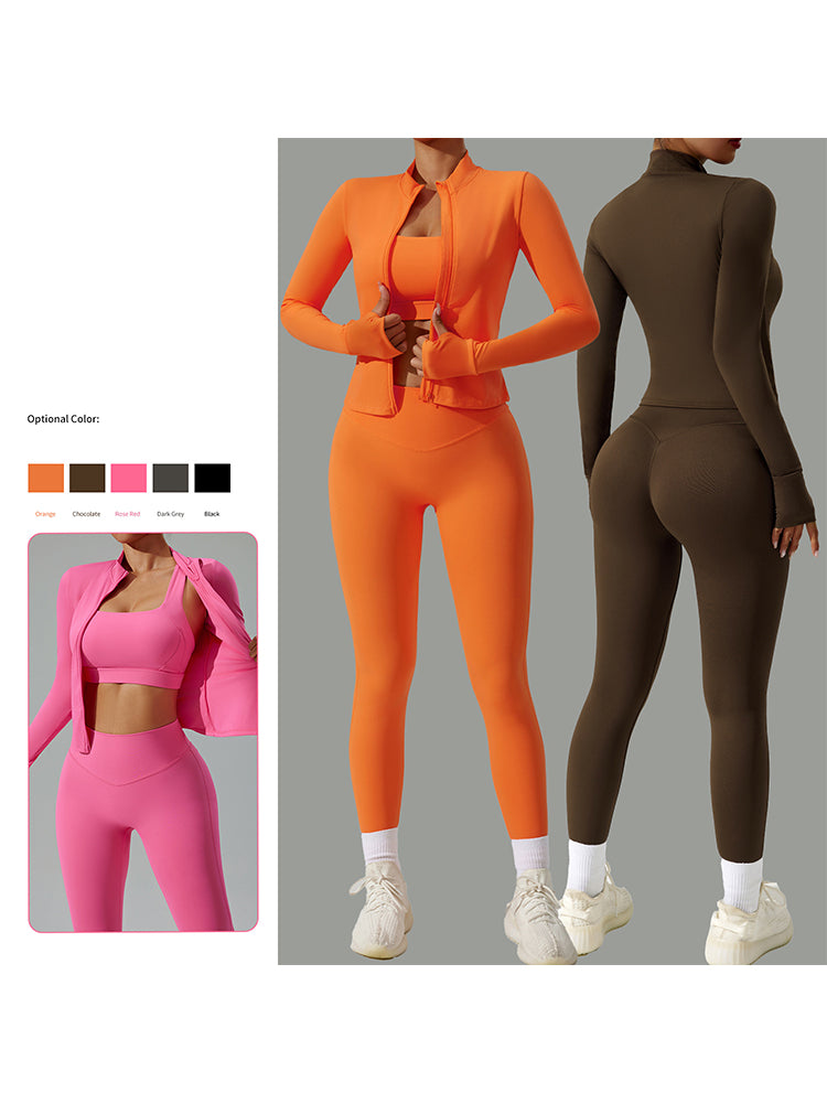Quick-drying Tight 3-Piece Yoga Set with Jacket