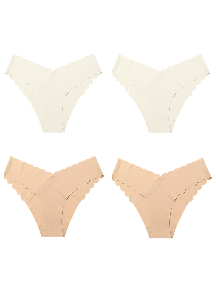 4-Pack Women's Seamless Scallop Edge Thong
