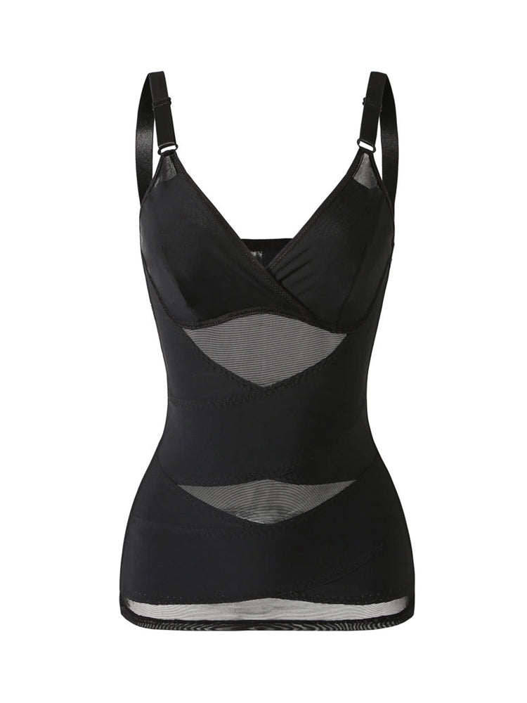 Sheer Mesh V-Neck Bodysuit for Women