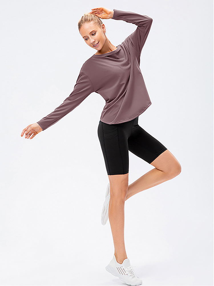 Off-Neck Relaxed Yoga Sports Top