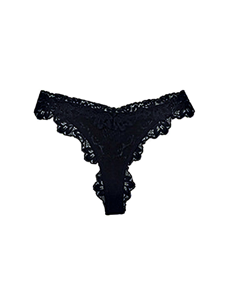 Elegant Sexy Low-Rise Lace Trim Thong