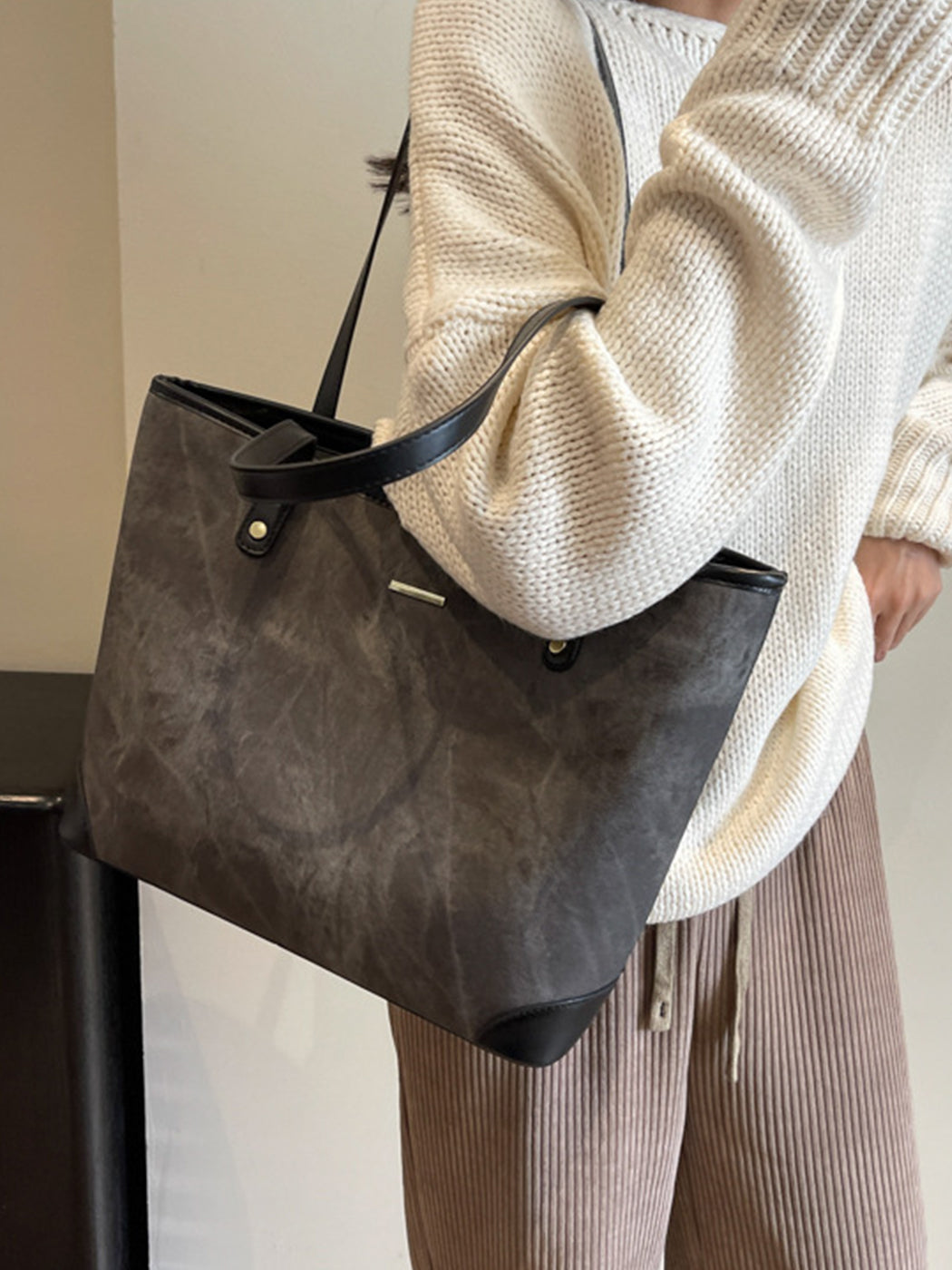 Fashion Textured Large Capacity Tote Shoulder Bag
