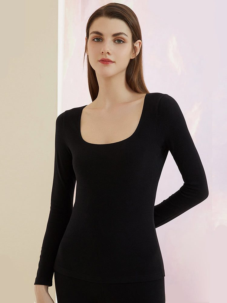 Women's Lightweight Low Collar Thermal Base Layer Top
