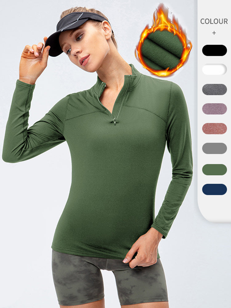 Women's Winter Long Sleeve Fleece Fitness Sports Thermal Tops