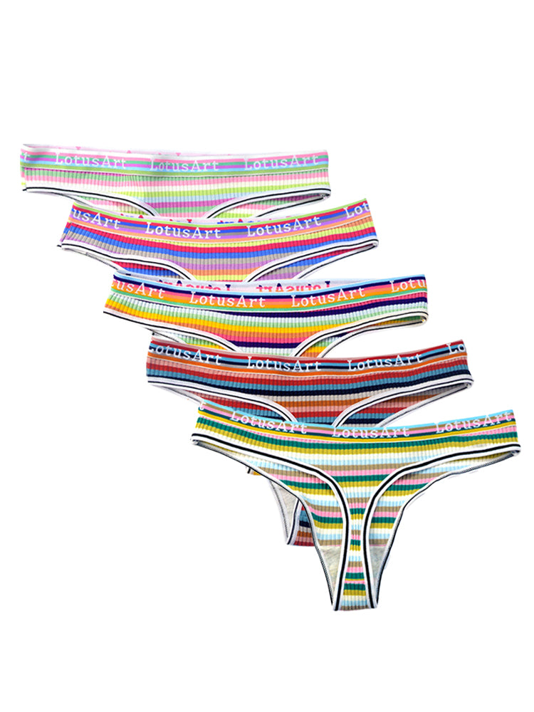 Women's Colorful Striped Thread Thong