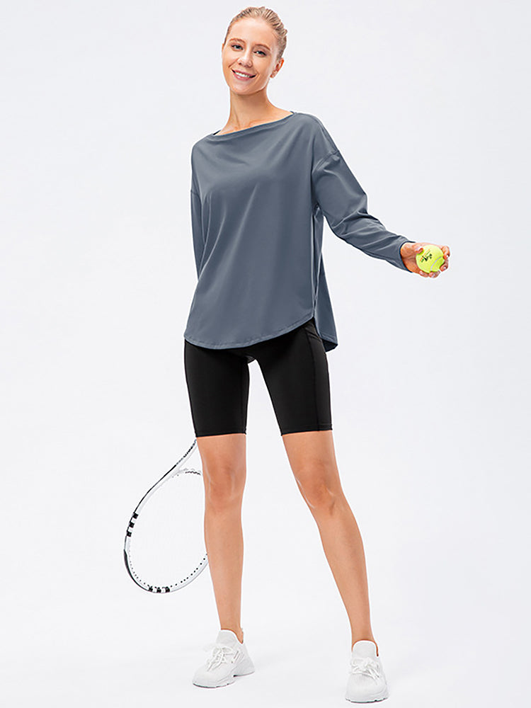 Off-Neck Relaxed Yoga Sports Top