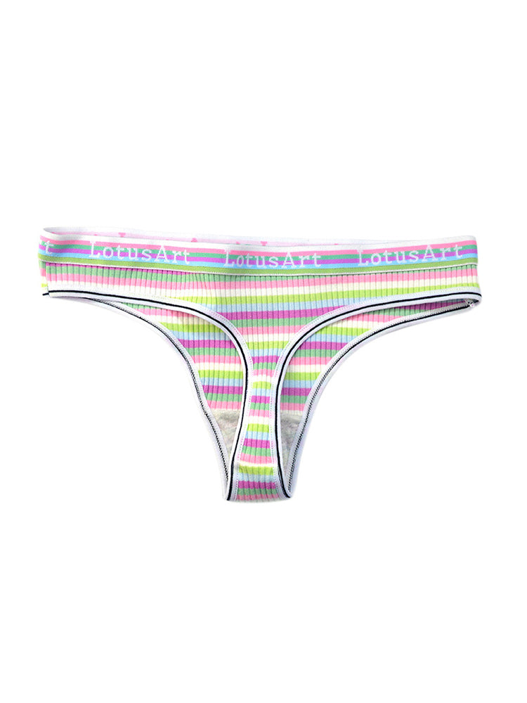Women's Colorful Striped Thread Thong
