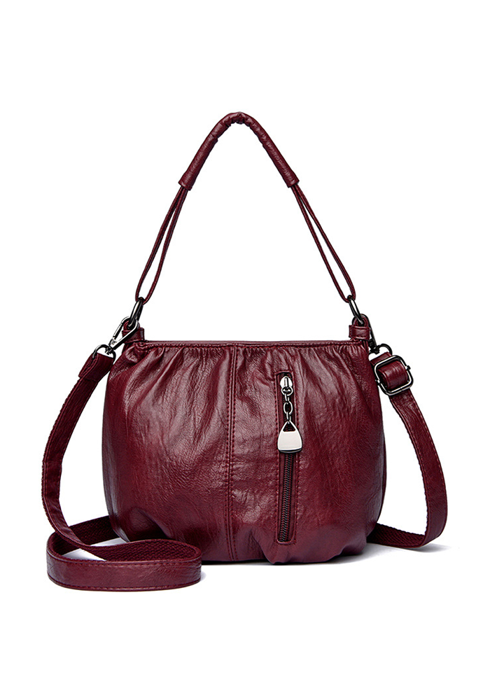 Stylish Compact Brown PU Leather Handbag
