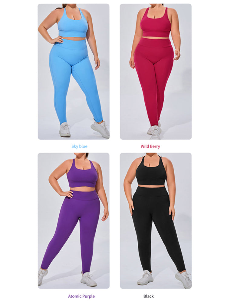 Seamless High Elastic Breathable Sports Bra and Leggings Two-Piece Fitness Set