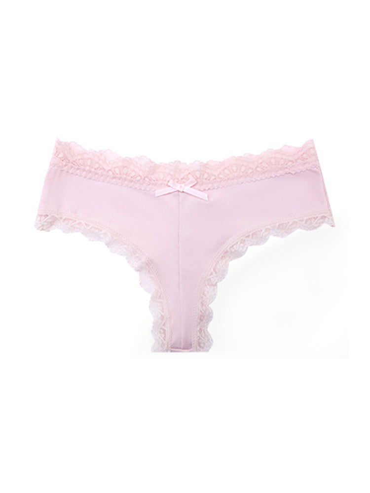 Sexy Lace Mid-Waist Bowknot Briefs