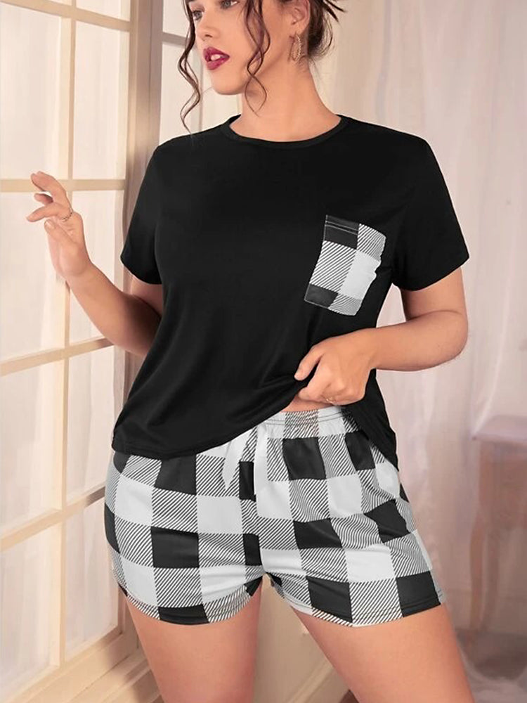 Women's Cute Casual Short-Sleeve and Shorts Pajama Set