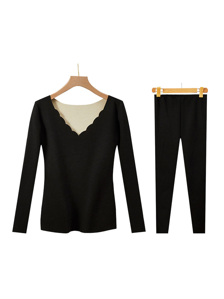 Seamless Base Layer Dralon V-neck Thermal Set