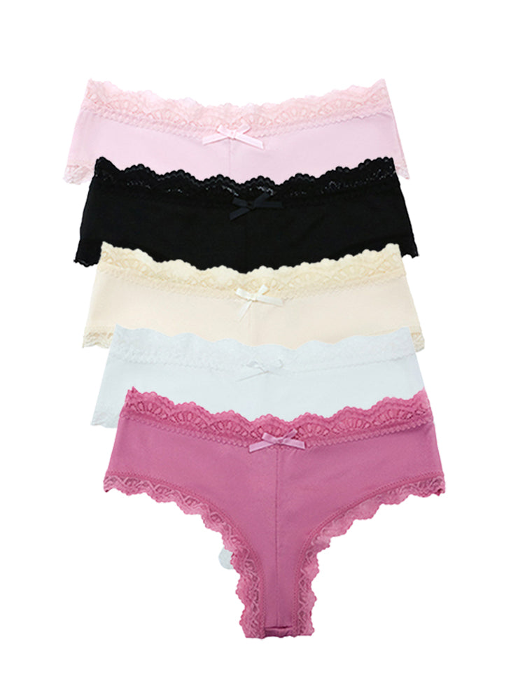 Sexy Lace Mid-Waist Bowknot Briefs