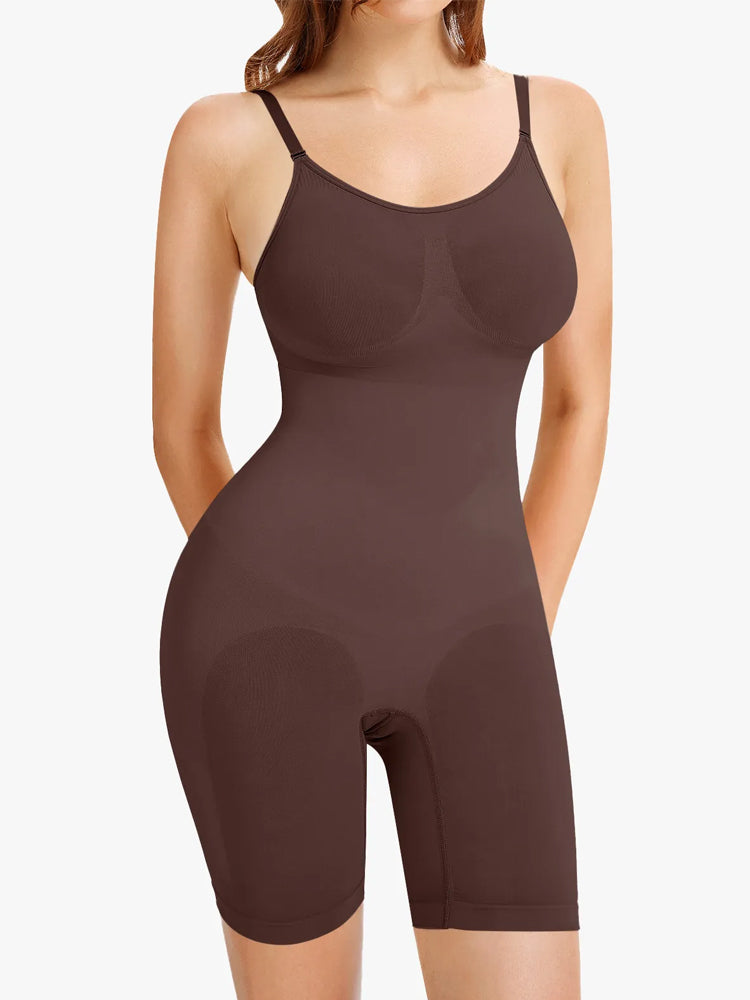 Tummy Control Faja Seamless Sculpting Bodysuit Mid Thigh Shapewear